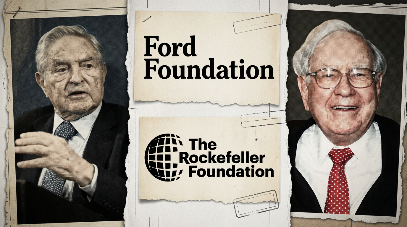 Major progressive donor ecosystem — George Soros (Open Society), Ford Foundation, Rockefeller Foundation, Warren Buffett family